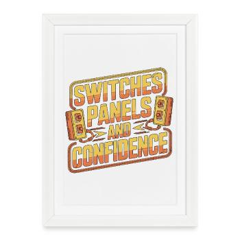 Industrial Electrician Switches Panels Maintenance - Framed poster (27 × 37 cm) - white - Front