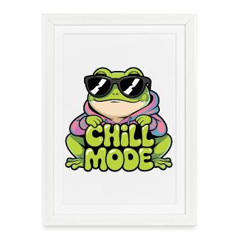 Chill fashion cool frog with sunglasses and - Framed poster (27 × 37 cm) - white - Front