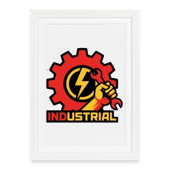 Electrician Gear Logo - Affiche encadrée (27 × 37 cm) - blanc - Devant