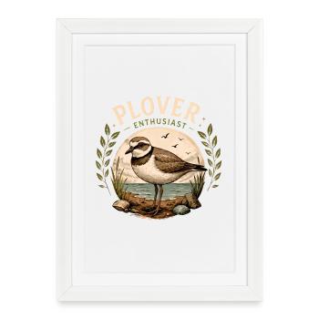 Pluvier passionné d’oiseau côtier - Affiche encadrée (27 × 37 cm) - blanc - Devant