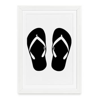 Flipflops_schwarz_Sommer_Strand_Urlaub_Geschenk - Framed poster (27 × 37 cm) - white - Front