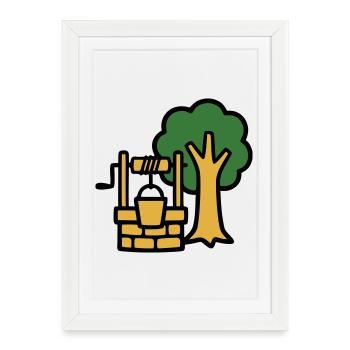 Draw Fountain Village Logo - Affiche encadrée (27 × 37 cm) - blanc - Devant