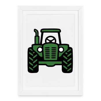 Logo de vue frontale du tracteur - Affiche encadrée (27 × 37 cm) - blanc - Devant