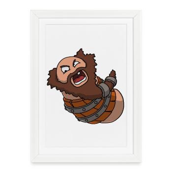 Baril – Personnage pouce de dessin animé - Affiche encadrée (27 × 37 cm) - blanc - Devant