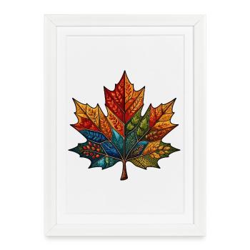 Kaleidoscope Autumn Leaf - Framed poster (27 × 37 cm) - white - Front