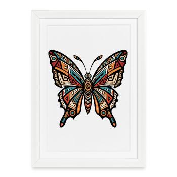 Geometric Tribal Butterfly - Framed poster (27 × 37 cm) - white - Front