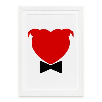 Herzkopf und Fliege – 029 - Gerahmtes Poster (27 × 37 cm) - Weiß - Vorne