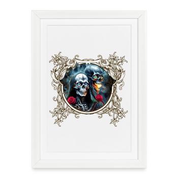 Skulls and Roses: Gothic Art - Framed poster (27 × 37 cm) - white - Front