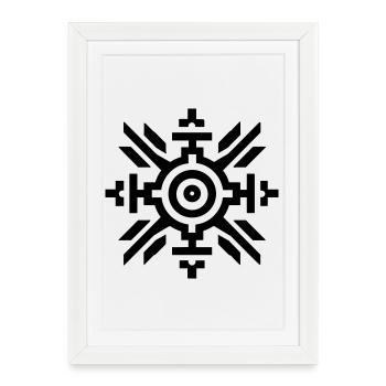 soleil aztèque - Affiche encadrée (27 × 37 cm) - blanc - Devant