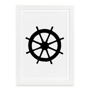 Steering Wheel (FR) - Affiche encadrée (27 × 37 cm) - blanc - Devant