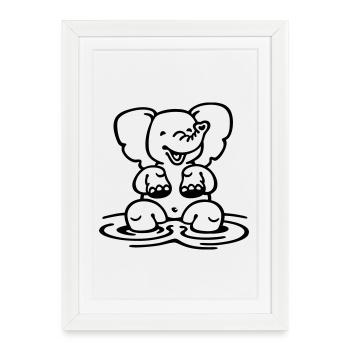 little elephant (a) - Affiche encadrée (27 × 37 cm) - blanc - Devant