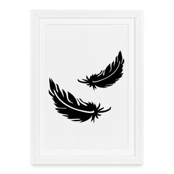 Deux plumes volantes - Affiche encadrée (27 × 37 cm) - blanc - Devant
