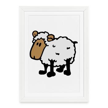 cool comic sheep funny sheep - Framed poster (27 × 37 cm) - white - Front