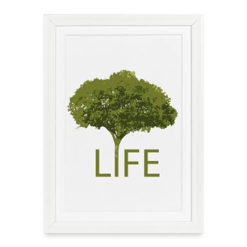 Arbre et Vie – Silhouette Verte - Affiche encadrée (27 × 37 cm) - blanc - Devant