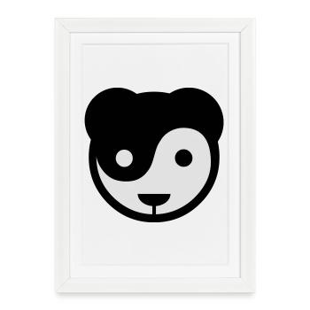 yin yang panda teddy - Affiche encadrée (27 × 37 cm) - blanc - Devant