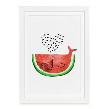 Pastèque Wal - melon Walvis - Fruit -Love - Affiche encadrée (27 × 37 cm) - blanc - Devant