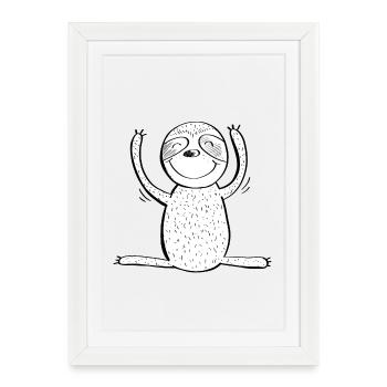 Happy Sloth - Bande dessinée - Animaux - Affiche encadrée (27 × 37 cm) - blanc - Devant