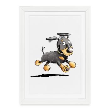 Teckel flotter - Chien de toit - Teckel - Cadeau - Affiche encadrée (27 × 37 cm) - blanc - Devant
