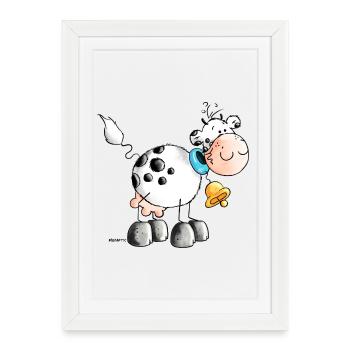 "Erna" - Cow - Cows - Cartoon - Framed poster (27 × 37 cm) - white - Front