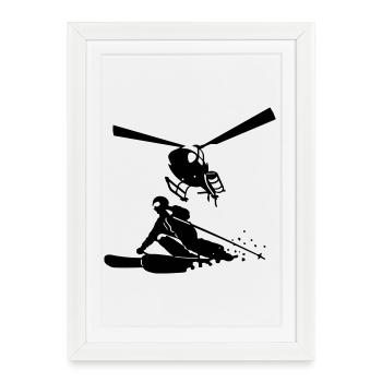 Heliskiing - Affiche encadrée (27 × 37 cm) - blanc - Devant