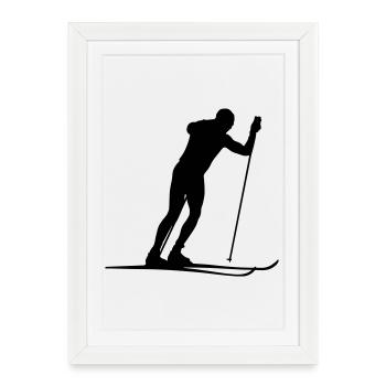Ski de fond - Affiche encadrée (27 × 37 cm) - blanc - Devant