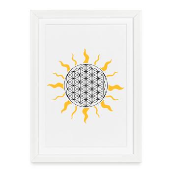 The flower of life with sun, sunbeams - Framed poster (27 × 37 cm) - white - Front