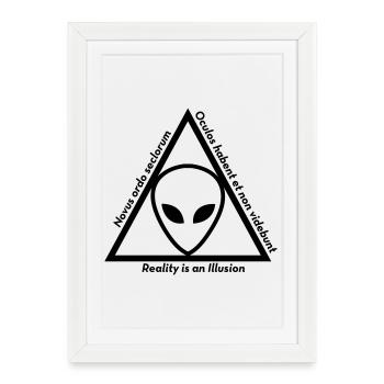 Ovni Ufo Extraterrestre Espace Geek Planète - Affiche encadrée (27 × 37 cm) - blanc - Devant