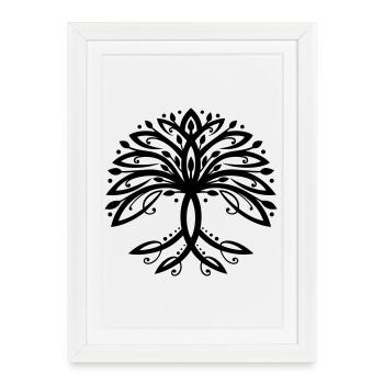 Arbre de vie Yggdrasil Frêne mondial - Affiche encadrée (27 × 37 cm) - blanc - Devant