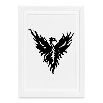 Symbole tribal du Phénix de force et de nouveaux départs - Affiche encadrée (27 × 37 cm) - blanc - Devant