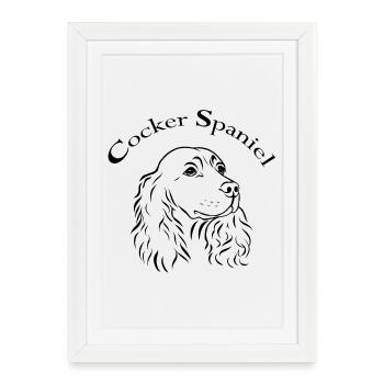 Portrait de cocker - Affiche encadrée (27 × 37 cm) - blanc - Devant