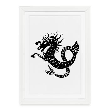 Cheval de mer noir - Affiche encadrée (27 × 37 cm) - blanc - Devant