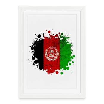 Afghanistan Vintage Splash Design / Gift Die - Affiche encadrée (27 × 37 cm) - blanc - Devant