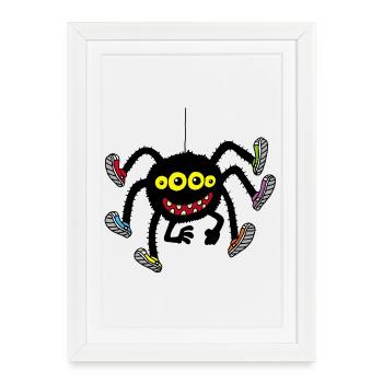 Araignée en chaussures multicolores - Affiche encadrée (27 × 37 cm) - blanc - Devant