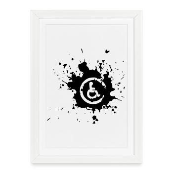 Image fauteuil roulant handicapé éclaboussure de peinture * - Affiche encadrée (27 × 37 cm) - blanc - Devant