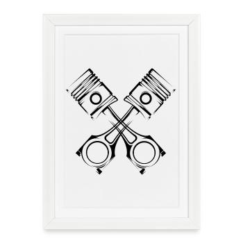 Piston Car Illustration Logo icône Icône Graphique - Affiche encadrée (27 × 37 cm) - blanc - Devant