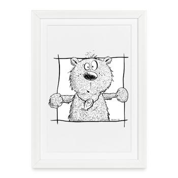 Droll Little Bear I Wild Animal Comic - Framed poster (27 × 37 cm) - white - Front