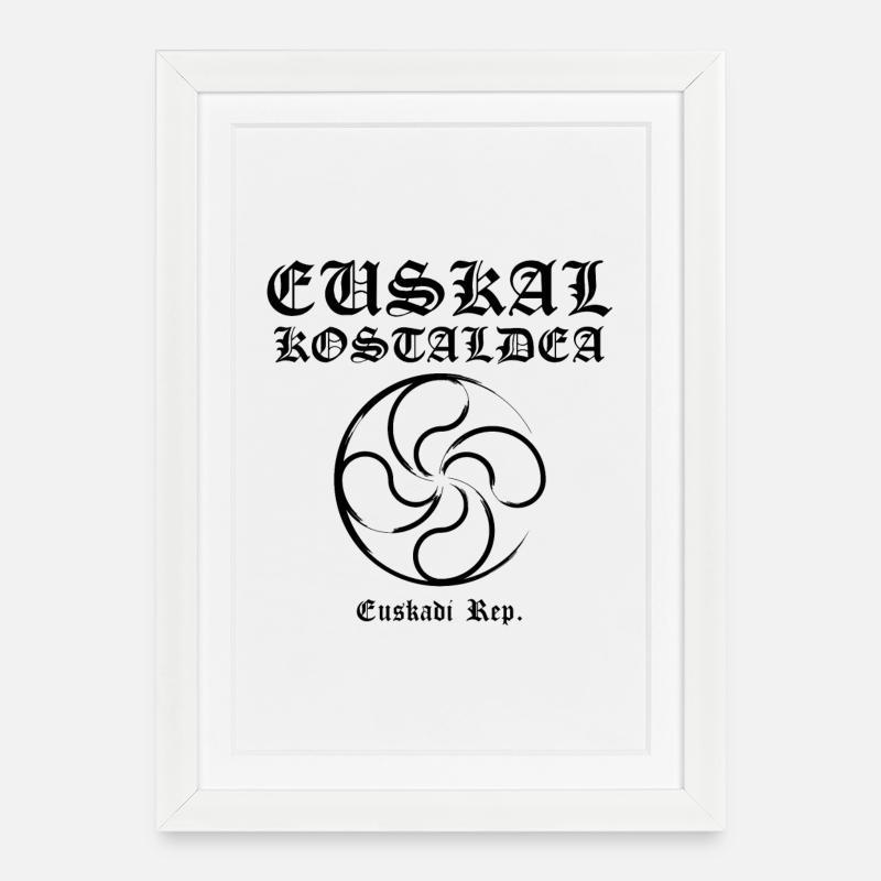 Croix Basque - Affiche encadrée (27 × 37 cm) - blanc
