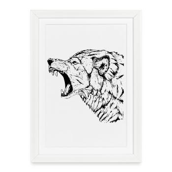 Loup - Affiche encadrée (27 × 37 cm) - blanc - Devant