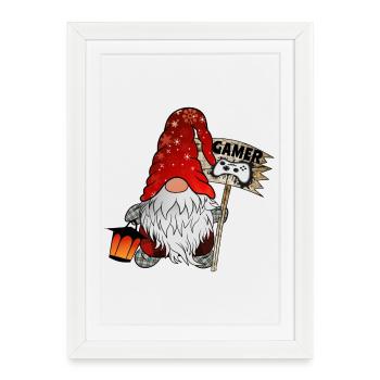 Gamer Wichtel Christmas Gnom - Framed poster (27 × 37 cm) - white - Front