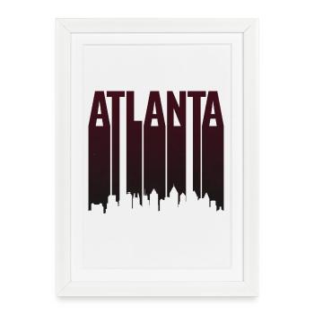 Silhouette verticale de la Skyline d’Atlanta - Affiche encadrée (27 × 37 cm) - blanc - Devant