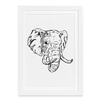 Éléphant - Affiche encadrée (27 × 37 cm) - blanc - Devant