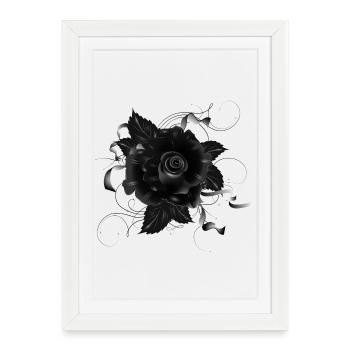 Rose gothique noire avec des rubans sombres - Affiche encadrée (27 × 37 cm) - blanc - Devant
