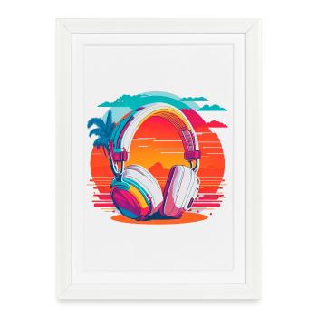 Casque des années 80 - Affiche encadrée (27 × 37 cm) - blanc - Devant