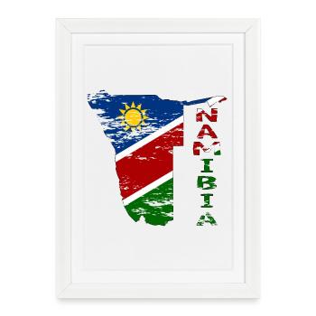 Namibia Map Flag used - Framed poster (27 × 37 cm) - white - Front