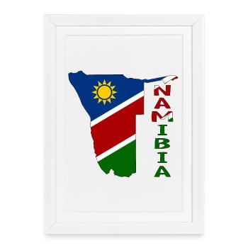 Namibie Carte Flag - Affiche encadrée (27 × 37 cm) - blanc - Devant