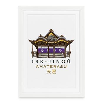 Sanctuaire d’Ise-jingu, Déesse du Soleil Amaterasu, Japon - Affiche encadrée (27 × 37 cm) - blanc - Devant