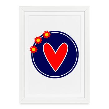 HERZ. HERZ. VALENTINSTAG. LIEBE. LIEBE. PAAR. - Gerahmtes Poster (27 × 37 cm) - Weiß - Vorne