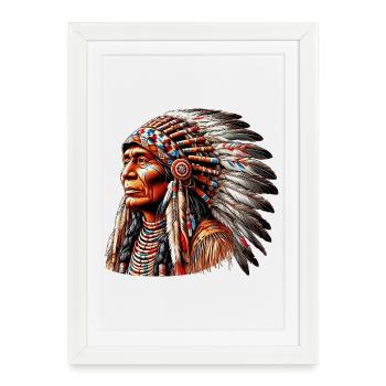 Amérindien Peau rouge d’Amérique - Affiche encadrée (27 × 37 cm) - blanc - Devant