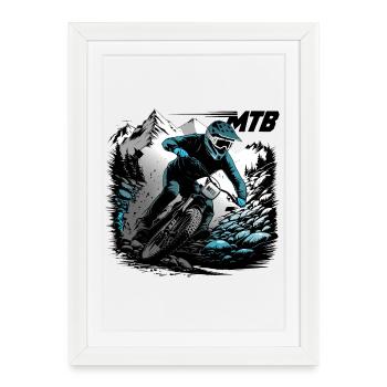 MTB Downhill - Framed poster (27 × 37 cm) - white - Front