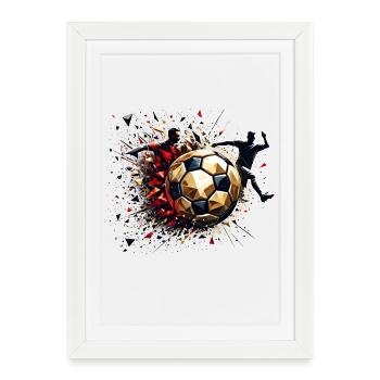 dynamic soccer players playing soccer - Framed poster (27 × 37 cm) - white - Front
